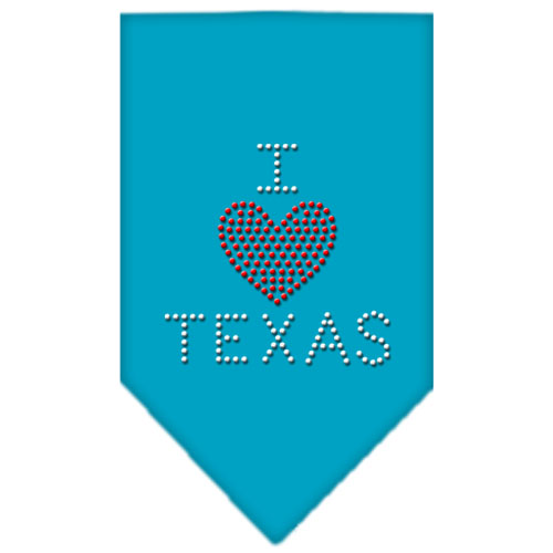 I Heart Texas Rhinestone Bandana Turquoise Large